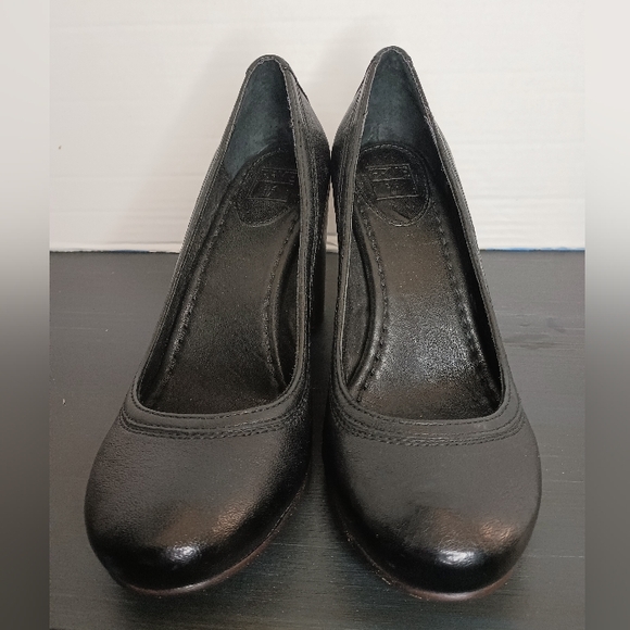 Frye Womens Carson Pump Block Heels Size 8 Black Wood Leather Academia - Picture 3 of 11
